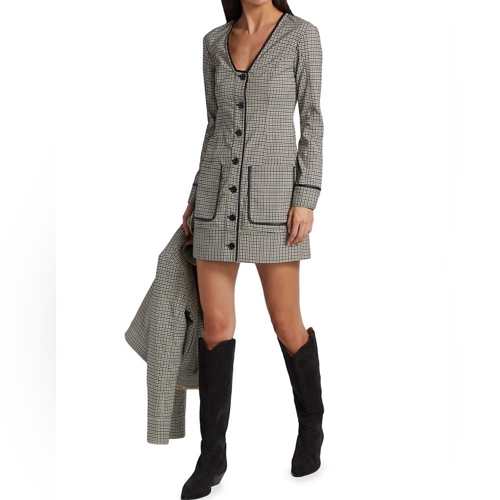 STAUD Fairham Mini Dress in Evergreen Plaid